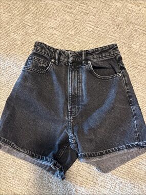 Zara Black Washed Denim Jean Shorts